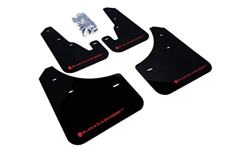 Rally Armor Black, Red MF9-UR-BLK/RD Mud Flap with Logo (2004-2009 Mazda3/Speed 3 UR), 1 Pack