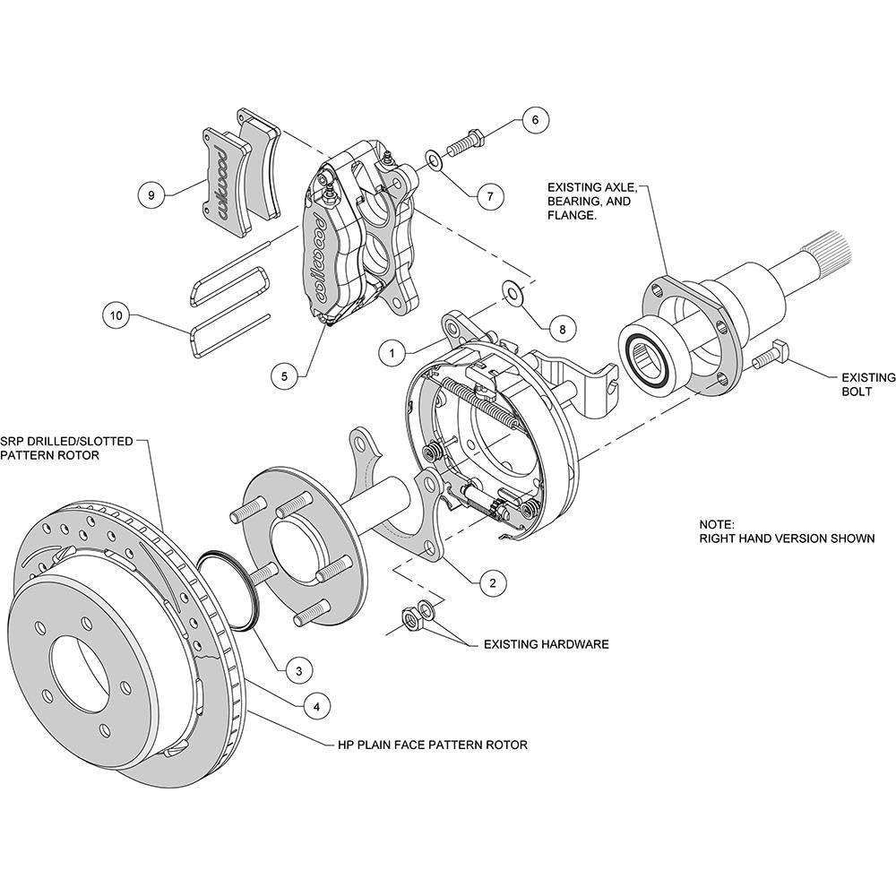 DPL P/S Park Brake Kit WILWOOD 140-13664-DR, Drilled, Red Big Ford New 2.38" Off, Bronco 5 x 5.50