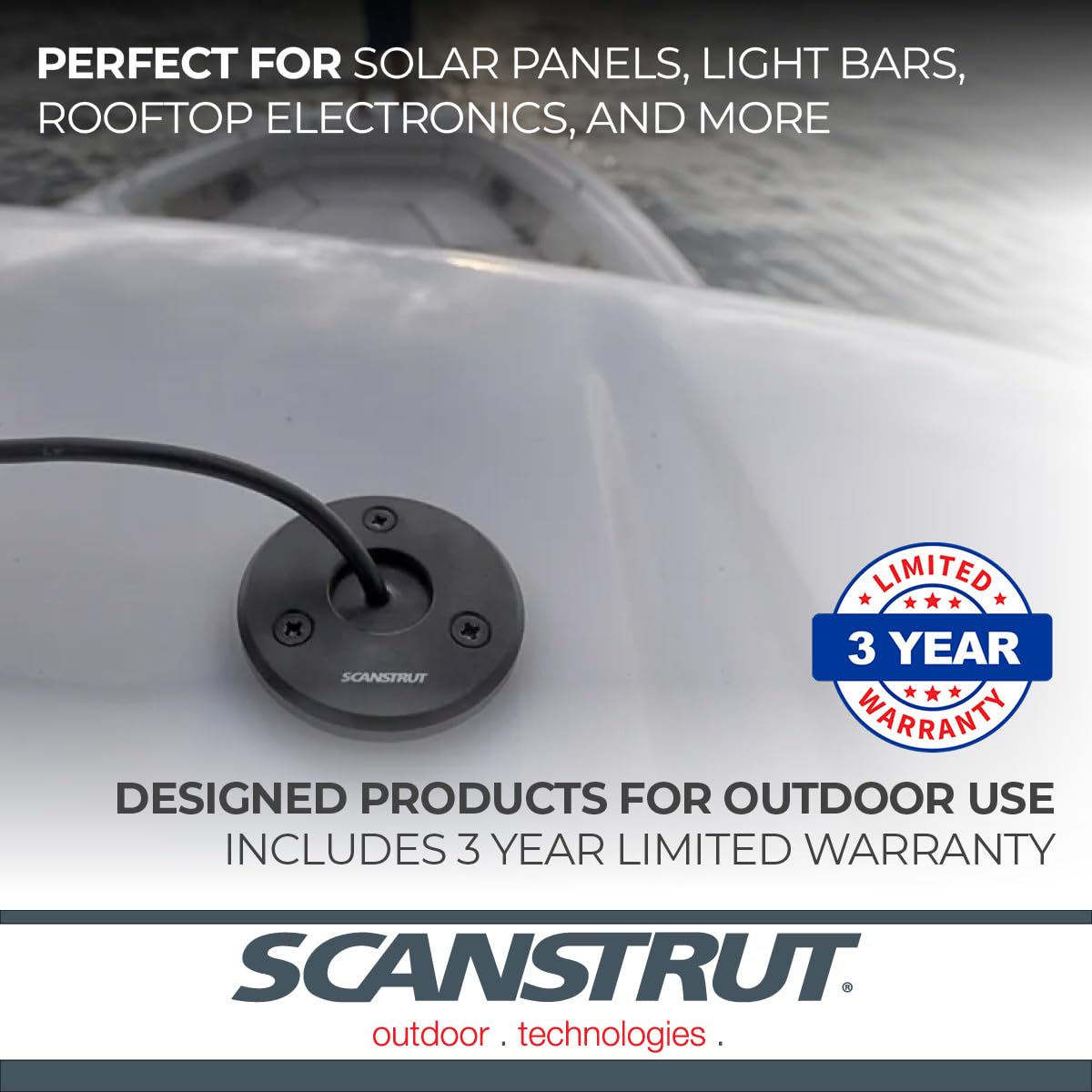 Scanstrut IP68 Low-Profile Cable Seal DS-LP-30-BLK - Fits Cables 9-14mm (0.35"-0.55") & Connectors Ø30mm (1.18"), Black Aluminum