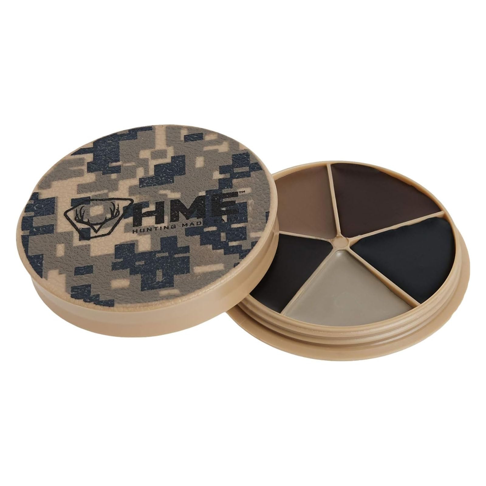 Camo Face Paint Kit HME with Mirror - Long-Lasting Non-Glare Easy-to-Use Concealment Makeup for Hunting in Compact Case, 5 Colors