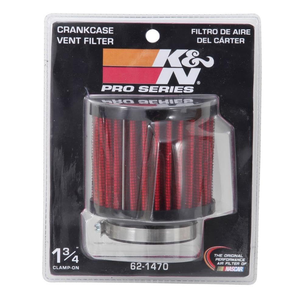 K&N Air Filter/ Breather Vent: High Performance, Premium, Washable, Replacement Engine Filter: Flange Diameter: 1.75 In, Filter Height: 2.5 In, Flange Length: 0.625 In, Shape: Breather, 62-1470
