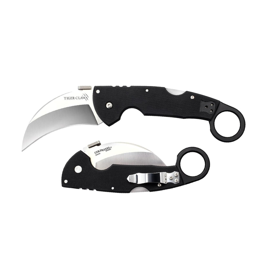 Tiger Claw Cold Steel Folding Knife with Tri-Ad Lock and Pocket Clip, Plain Edge, 3.25 in