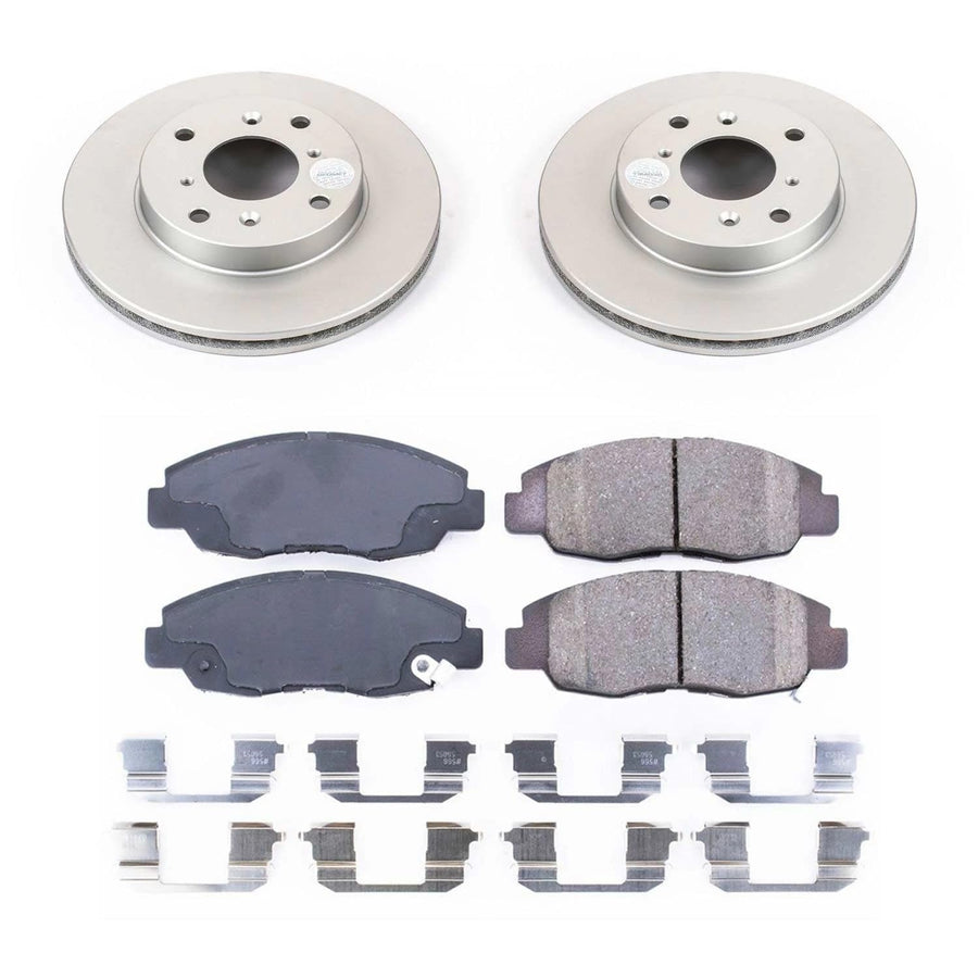 Power Stop Coated Brake Rotor CRK1239 & Ceramic Brake Pads- front For Acura CL 1998-1999, Honda Accord 1998-2002 [Model Specific]
