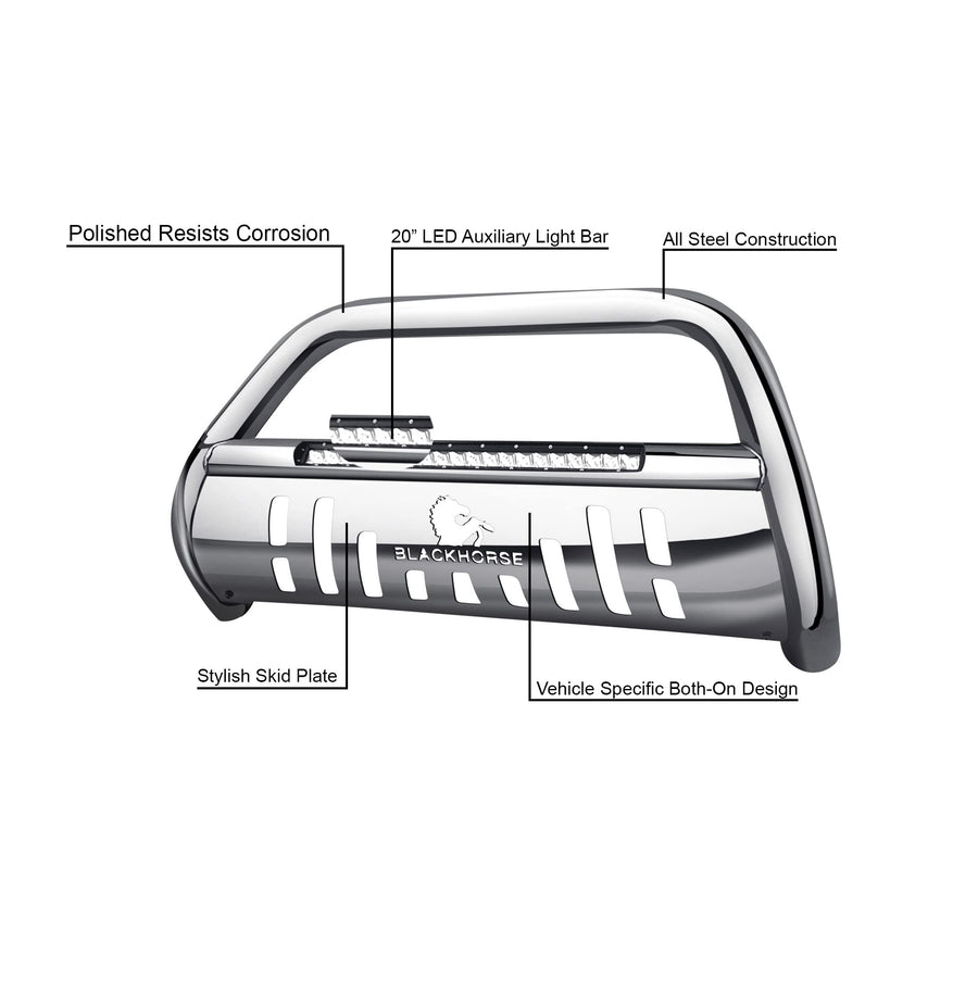 Beacon Black Horse Bull Bar Skid Plate Stainless Steel Compatible with 2022-2024 Hyundai Tucson-BE-B7102S
