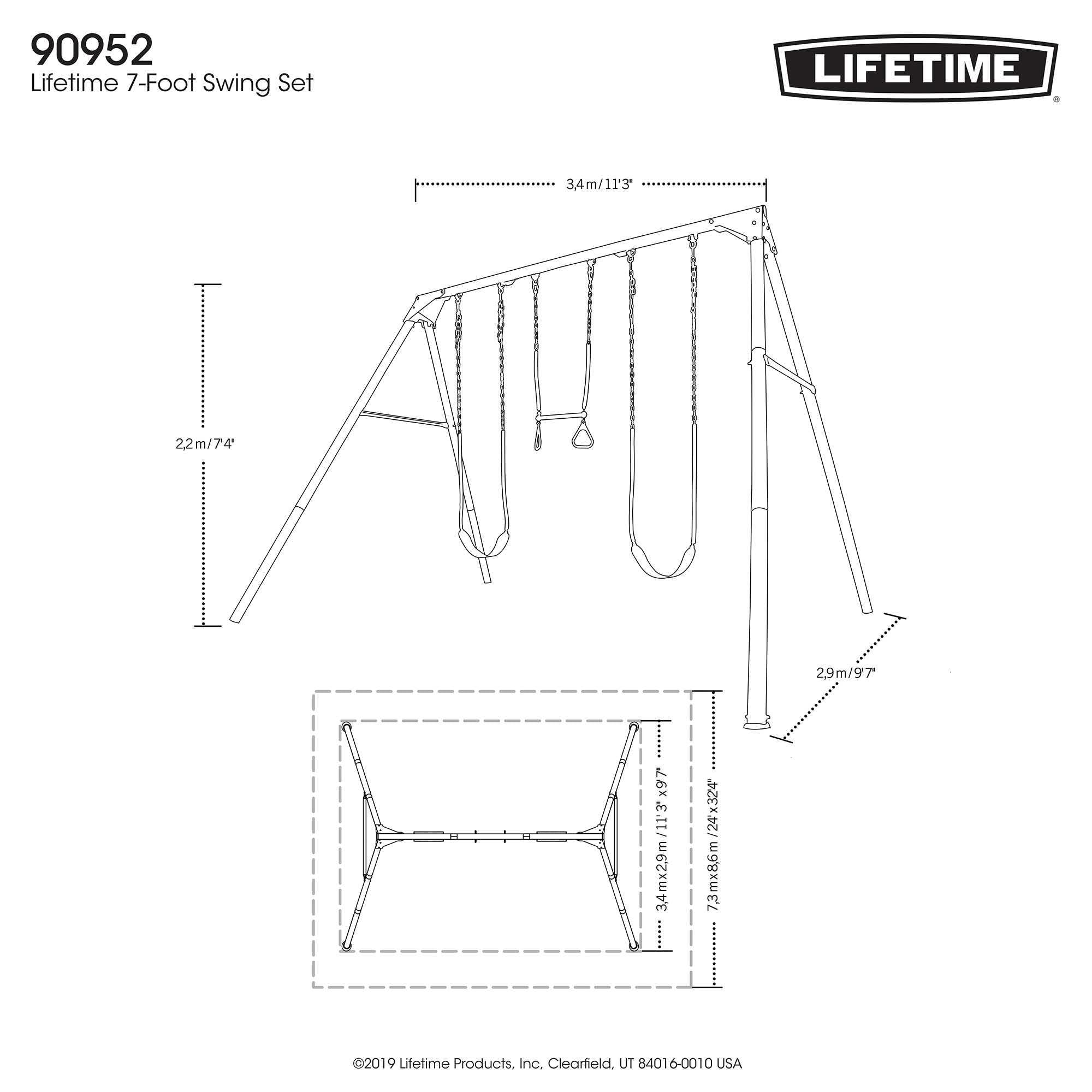 Metal Lifetime Swing Set for Kids, Outdoor Heavy Duty Playset