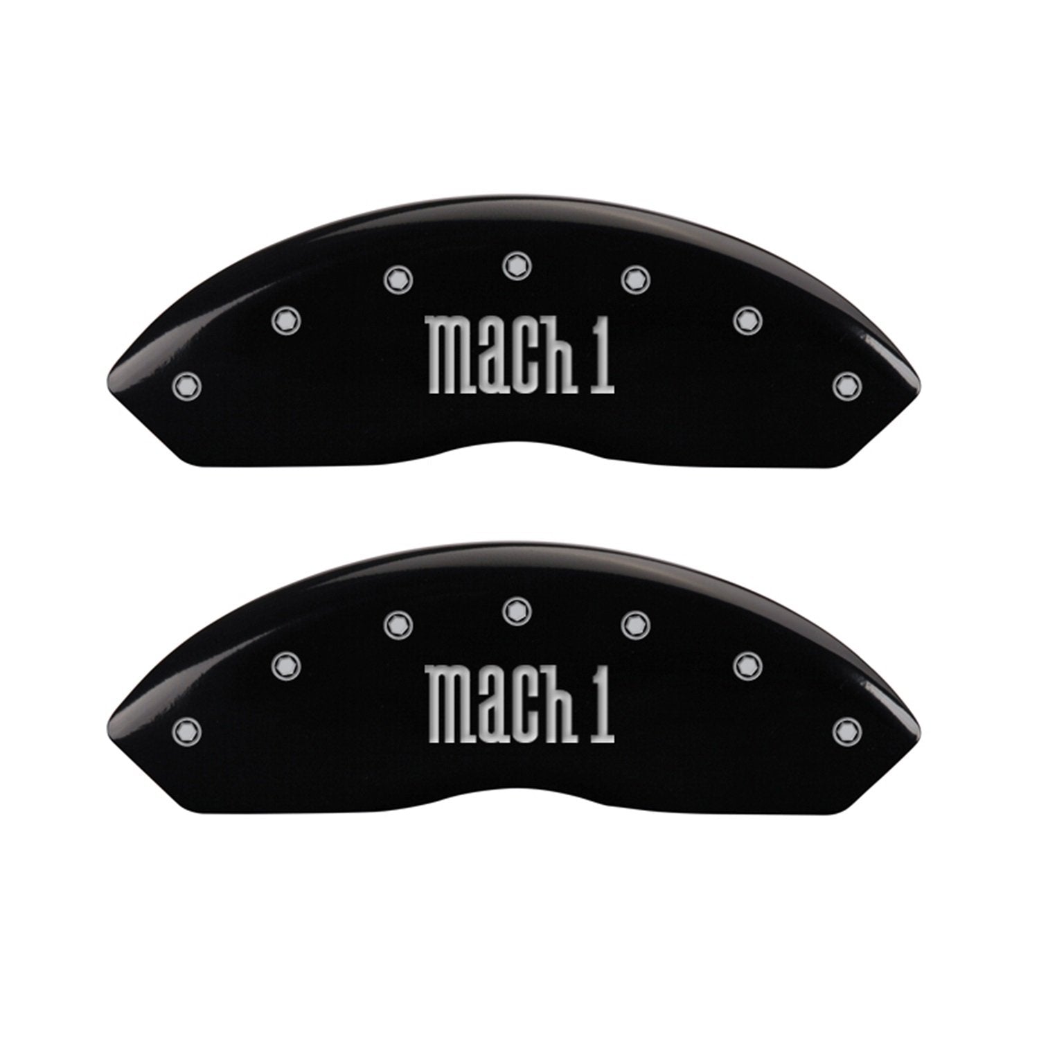 Black MGP Caliper Covers 10017SMCHBK Engraved with Silver Mach 1 (Set of 4)