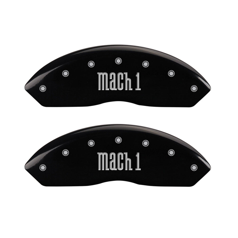 Black MGP Caliper Covers 10017SMCHBK Engraved with Silver Mach 1 (Set of 4)