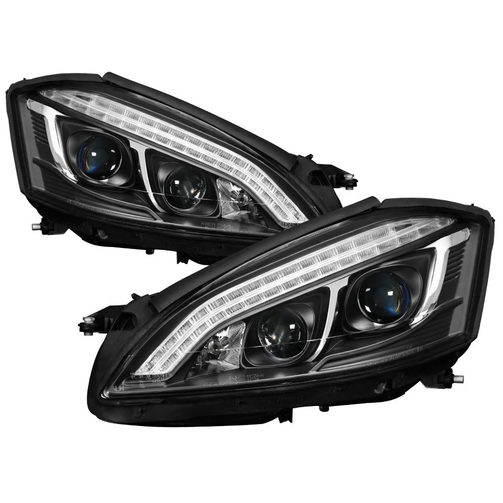Mercedes Benz W221 S Class 07-09 Spyder 5083890 Projector Headlights - Xenon/HID Model Only (Not Compatible With Halogen Model) - DRL LED - Black