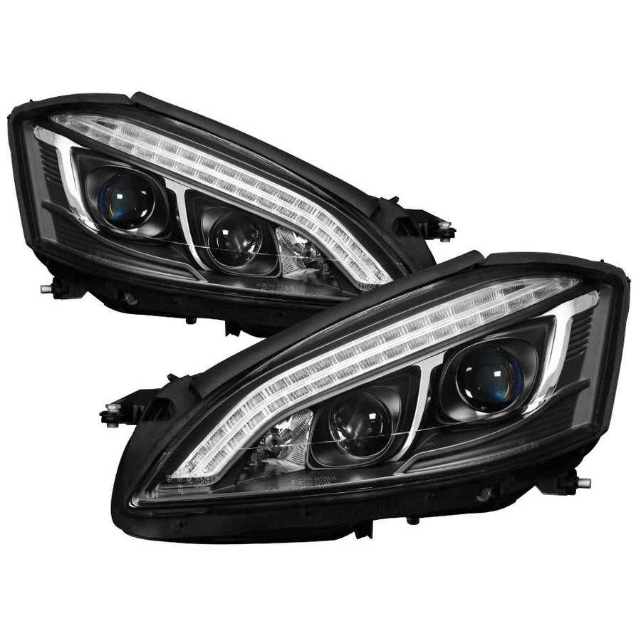 Mercedes Benz W221 S Class 07-09 Spyder 5083890 Projector Headlights - Xenon/HID Model Only (Not Compatible With Halogen Model) - DRL LED - Black