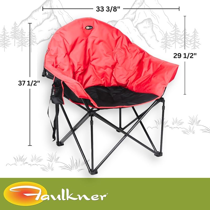 Big Dog Faulkner 49579H Bucket Chair Burgundy Black Camouflage Foldable Camping Chair with Padded Seat and Backrest Cup Holder and Carry Bag 300 lb Capacity Steel Frame