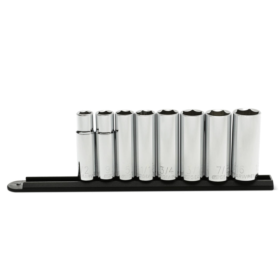 1/2" Drive GEARWRENCH Deep SAE Socket Set 8 Pc., 6 Point- 80705
