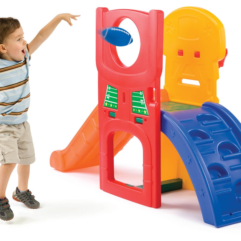Step2 All-Star Sports Climber, Indoor/Outdoor Kids Playset, Backyard Playground Set, Slides, Climbing, Basketball Hoop, Football Toss, Soccer Goal, Balls Included, Jungle Gym, 3-6 Years Old Toddlers
