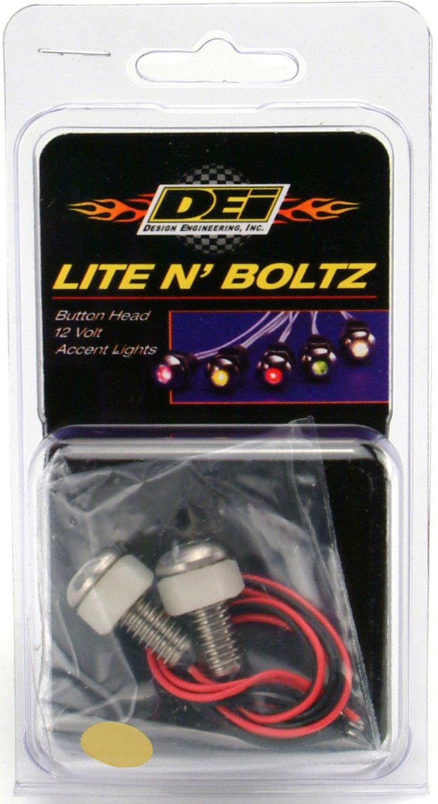 Design Engineering Lite'N Boltz 030305 Amber Accent Lighting - LED Lighted Button Head Bolts (Pack of 2)
