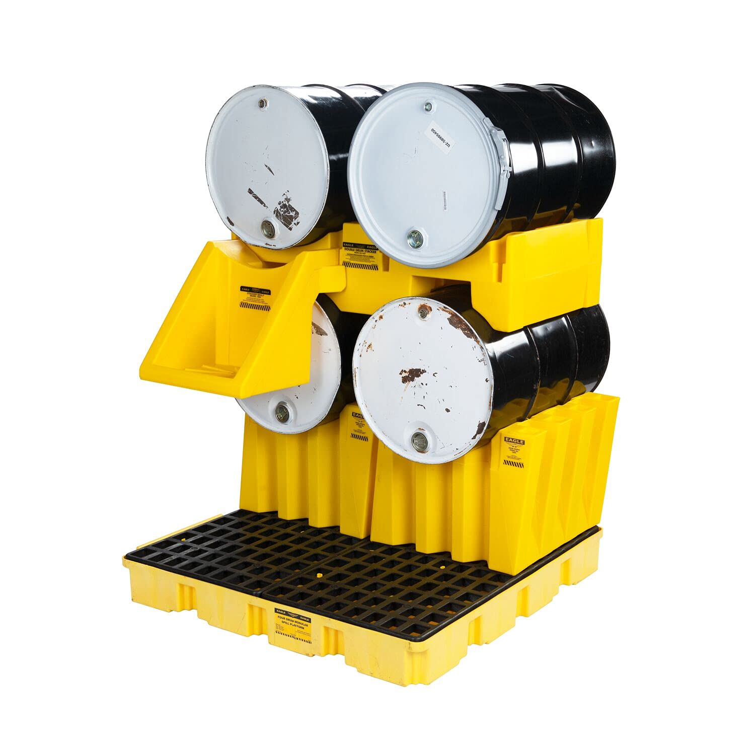 Eagle Polyethylene 1607 Horizontal Drum Stacker, Double, 26-1/2" Length x 48" Width x 13" Height, 2000 lbs Load Capacity