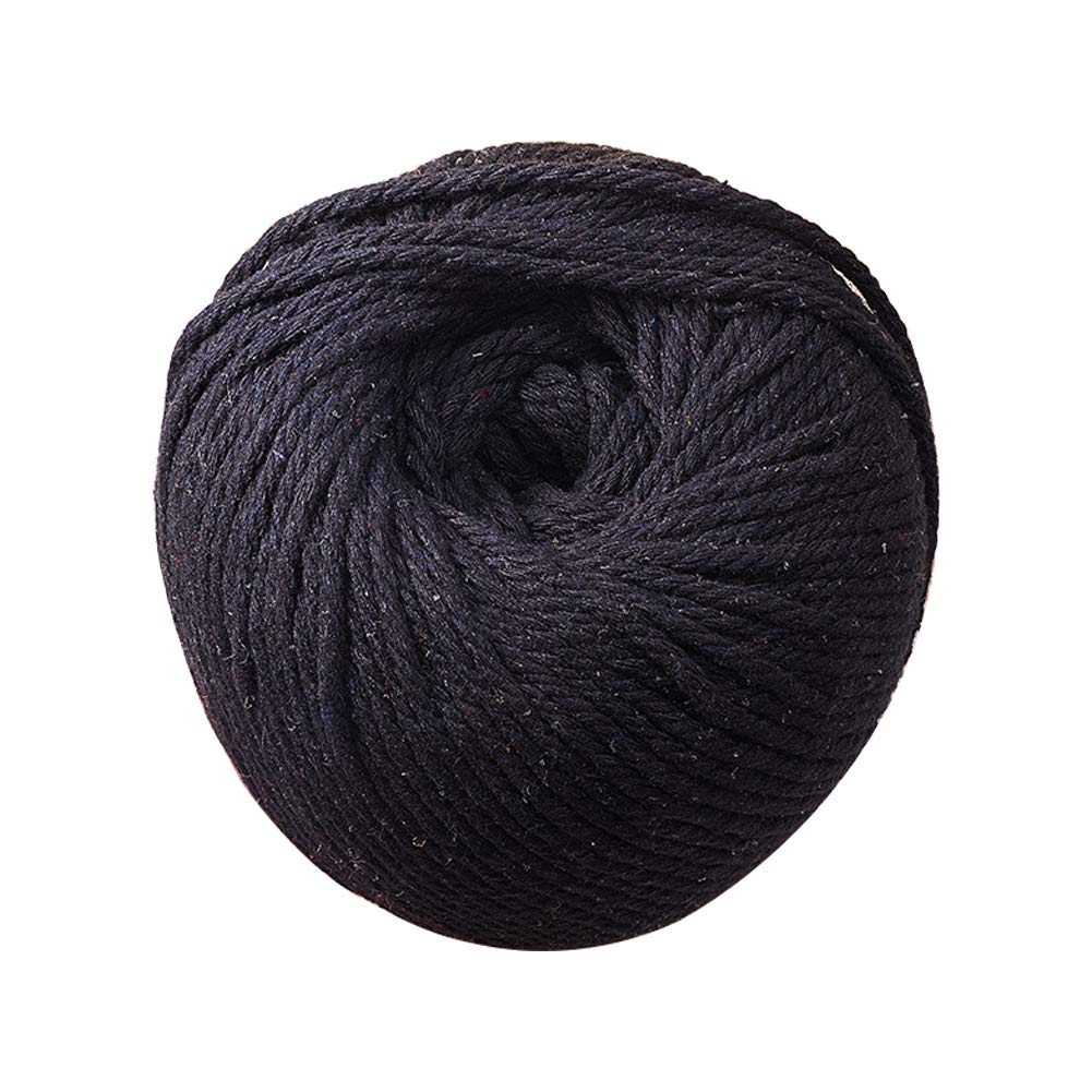 120 Yards JEWELEADER Twisted Natural Cotton Twine 4 Strand Macrame Thread Cord 4mm Soft Knitting Rope Beading String Black for Handmade Decoration Wall Hanging Plant Hanger Crocheting Dream Catcher