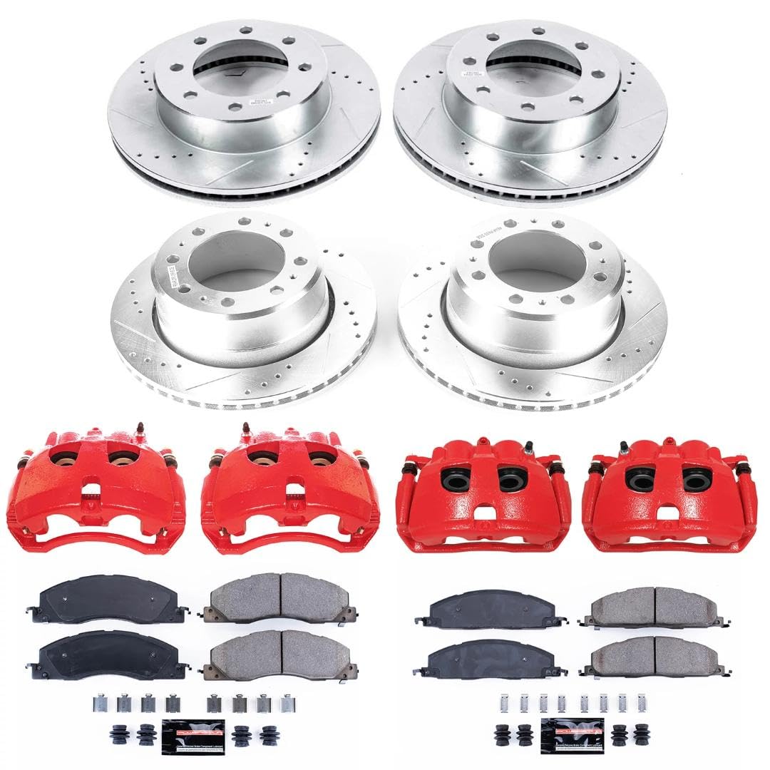 Power Stop Z23 Evolution Front and Rear Caliper Kit-Drilled/Slotted Rotors, Brake Pads & Carbon Ceramic Calipers For Ram 3500 2013-2018 [Model Specific]