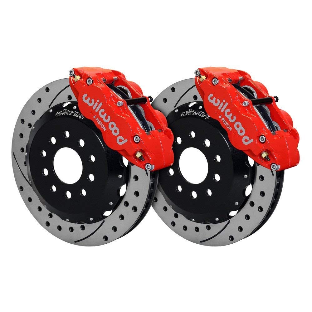 Wilwood Superlite Narrow 6R Front Hat Kit 13.06in Drill Red 2005-2014 Mustang