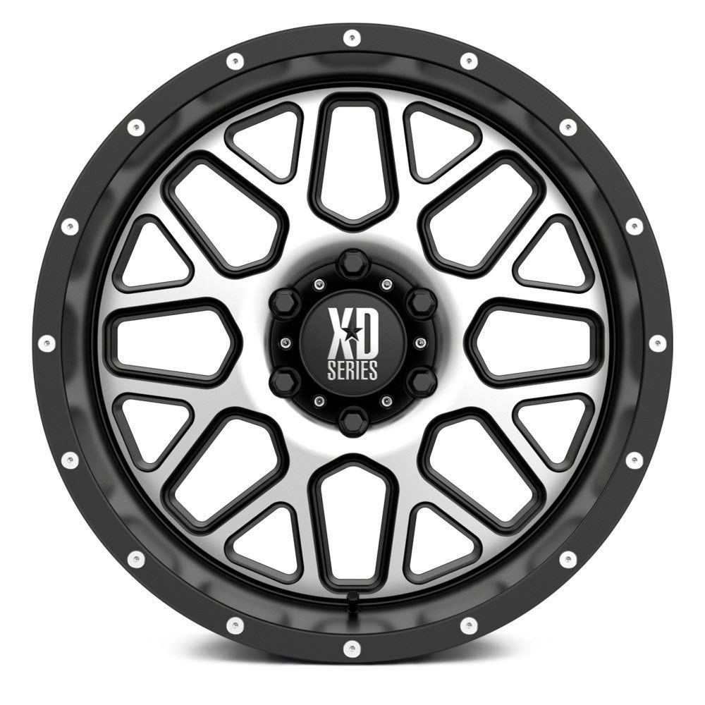 XD Wheels Xd820 Satin Black MACHINED FACE Grenade Wheel with Alloy Steel (22 x 9.5 inches /6 x 106 mm, 30 mm Offset)