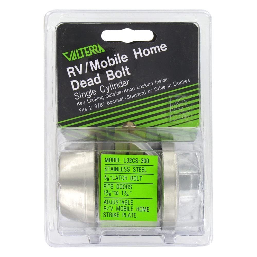 Valterra 1" Throw L32CS3108 Single Cylinder Deadbolt View Pack, Silver