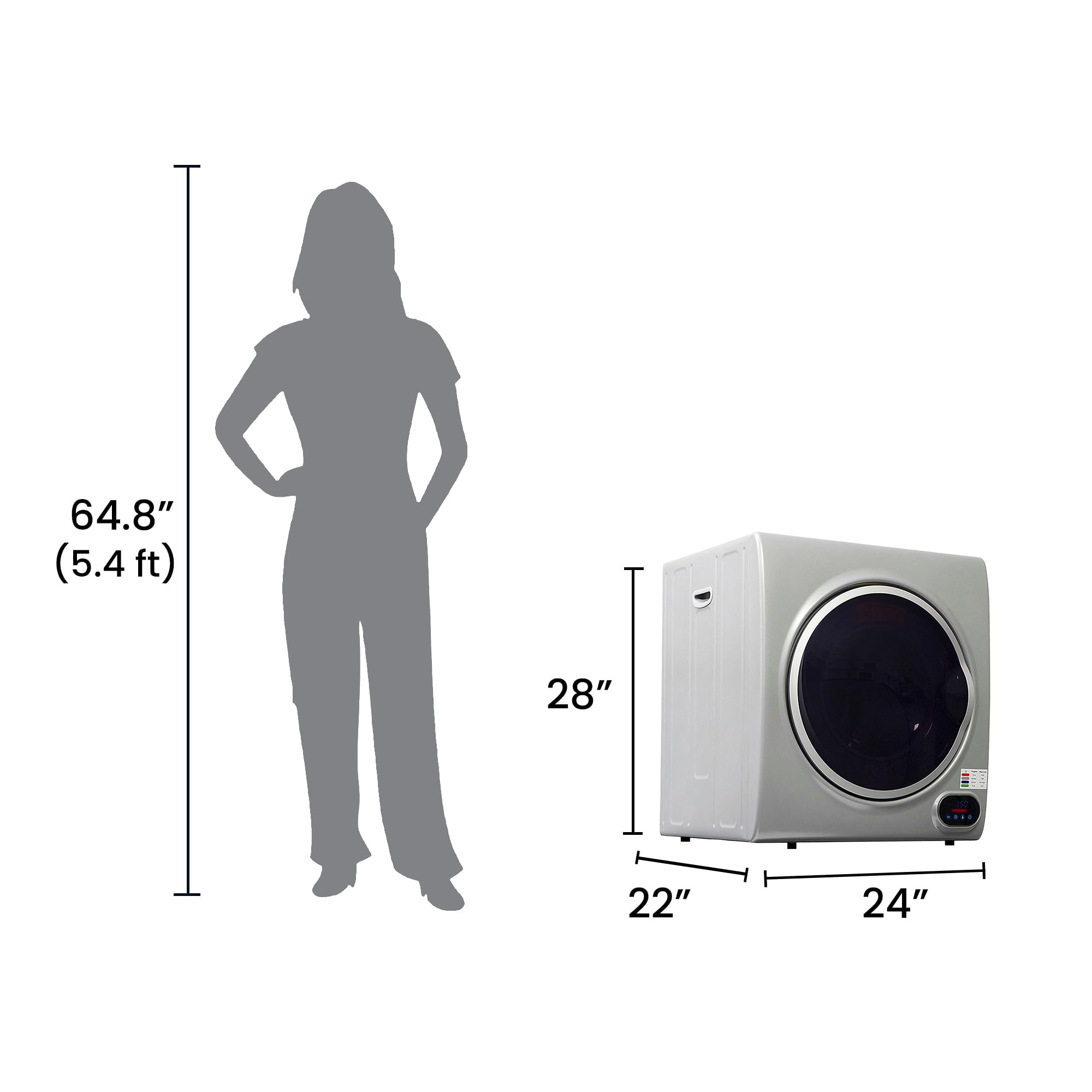 Equator Sensor Compact Vented Dryer 3.5cf/13lbs 110V Bottom control DIGITAL (Silver)