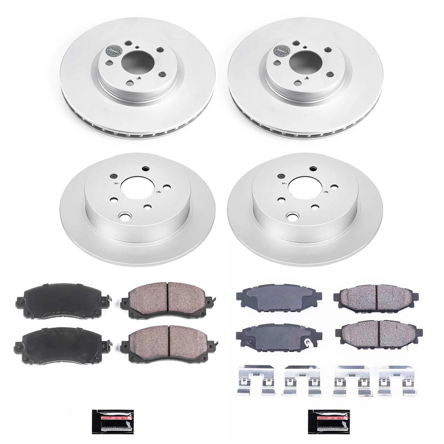 Power Stop Z17 CRK7926 Front and Rear Coated Rotor Brake Kit-Coated Rotors and Ceramic Brake Pads For Subaru Impreza 2017-2022 [Model Specific]