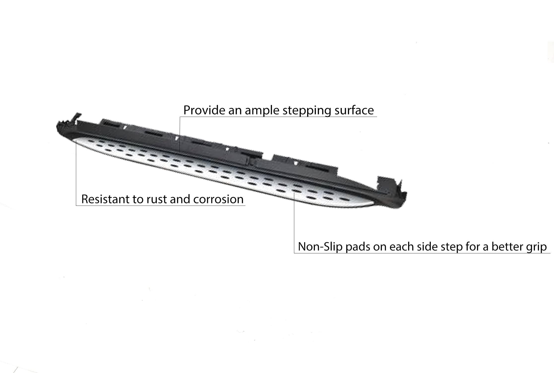 OEM Replica Black Horse Running Boards Aluminum Compatible with 07-09 -Benz ML320|06-09 -Benz ML500|08-11 -Benz ML550|07-11 -Benz ML63 AMG|06-11 -Benz ML350|10-11 -Benz ML450-RMW164