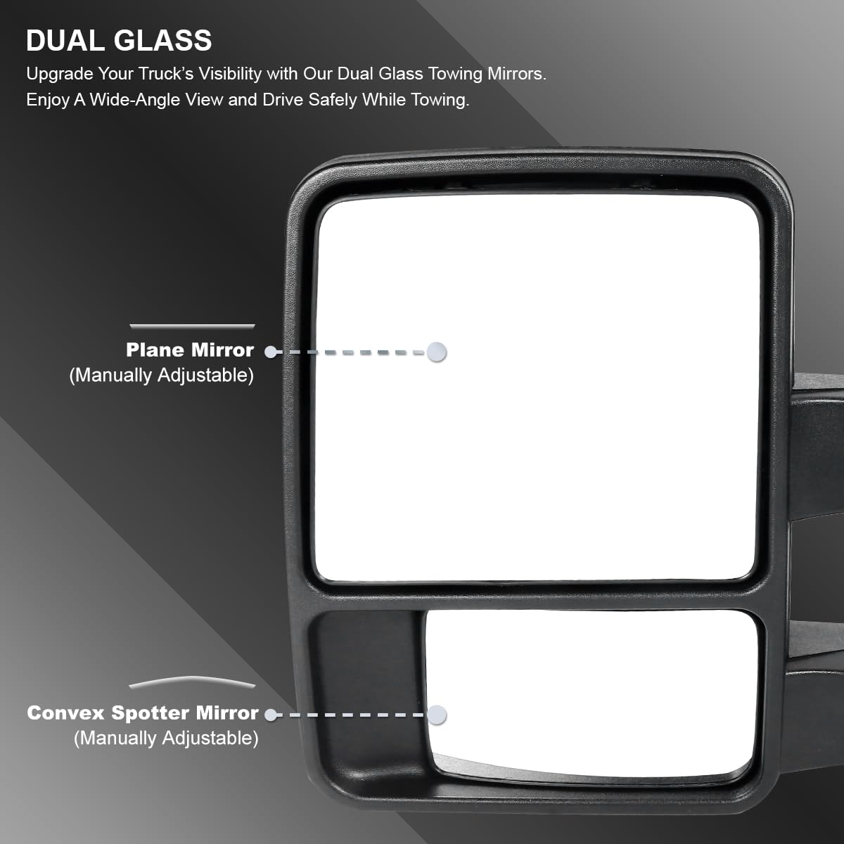 Spec-D Tuning Towing Mirrors Manual w/Smoke LED Signal Compatible with 2008-2016 Ford F250 F350 F450 Super Duty Left + Right Pair