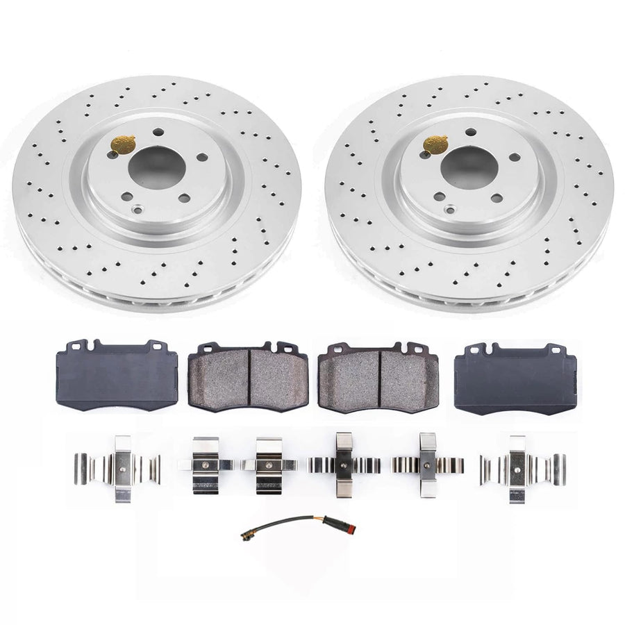 POWERSTOP Stock Replacement Brake Pads and Rotors Front Brake Kit Autospecialty For Mercedes-Benz SLK55 AMG 2007-2010 [Vehicle Specific]