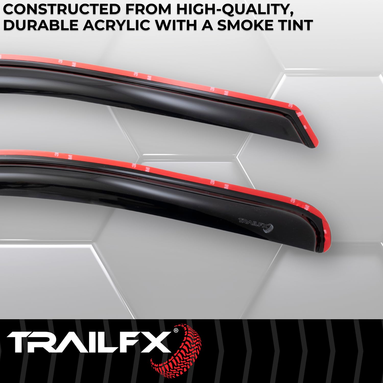 TrailFX in-Channel Window Vents 2446IC Rainguards Fits Chevrolet Silverado 1500 2500 3500 2023-2025 Snap-in Installation Low Profile Acrylic 2-Piece Smoked Rainguards