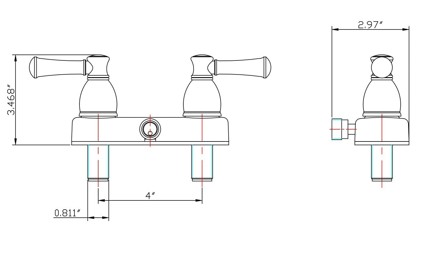 Dura Faucet RV Shower Faucet DF-SA100L-SN Diverter with Hot/Cold Handles (Brushed Satin Nickel)
