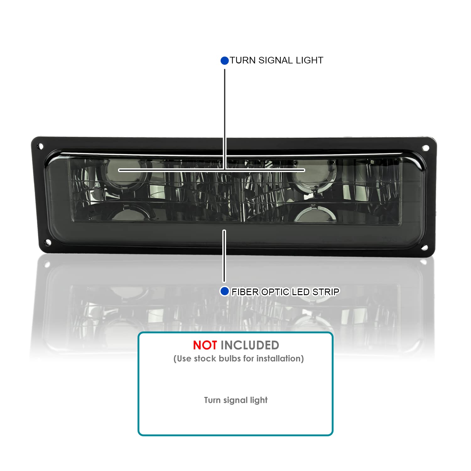 Smoke LED SPEC-D TUNING Bumper Lights Signal Lamps Compatible with 1988-1999 GMC C/K Chevy C10 1500 2500