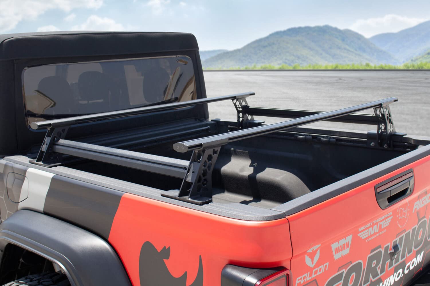 Go Rhino Bed Rail Kit - Cross Bars for Full/Mid Sized Trucks w/Tonneau Cover T-Tracks | Mild Steel, Textured Black | 5935015T | Fits Full & Mid Sized Trucks w/Tonneau Cover T-Tracks