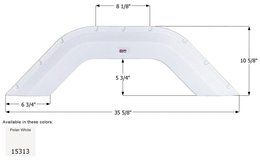 Single Axle Fender Skirt ICON 15313 for Cozy Traveler - Polar White