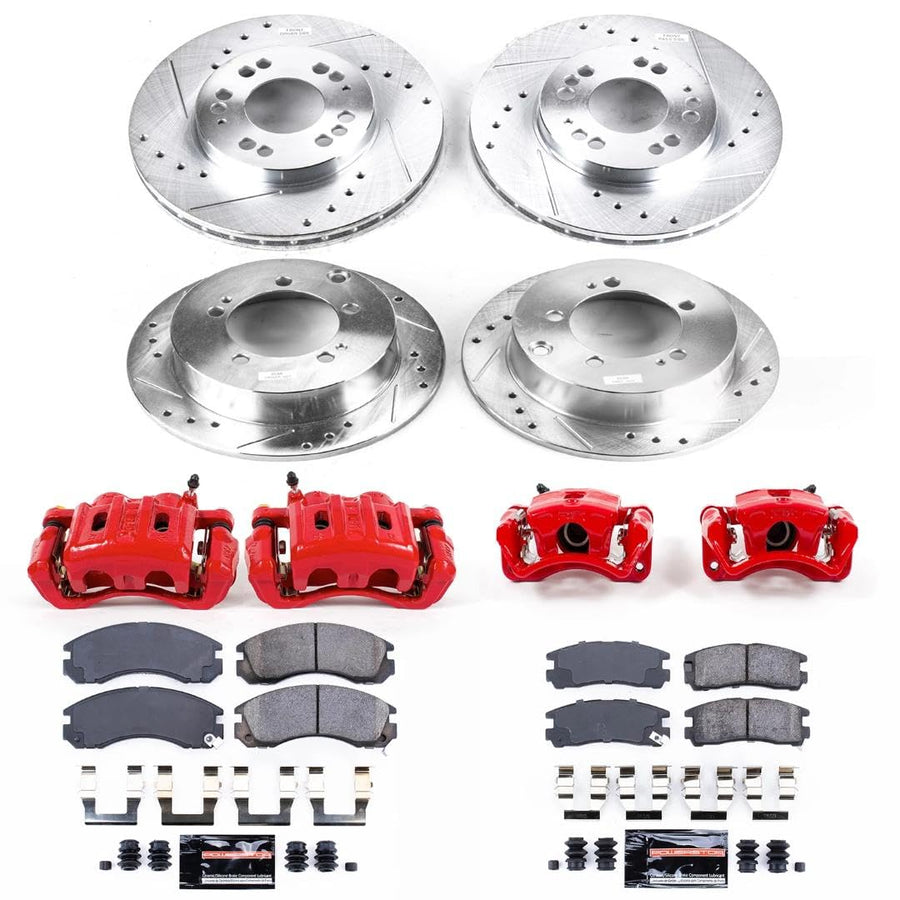 Power Stop Z23 Evolution Sport KC802A Brake Kit with Powder Coated Calipers (Brake Pads, Drilled/Slotted Rotors)