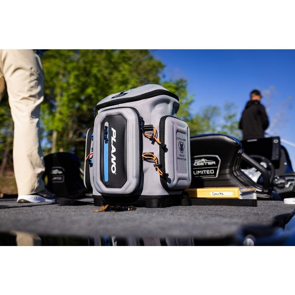 Plano 3700 Atlas Fishing Tackle Backpack, Gray EVA Material, Includes 3 3750 StowAway Utility Boxes for Worms, Lures, & Baits, Waterproof & Non-Skid Base, Grey