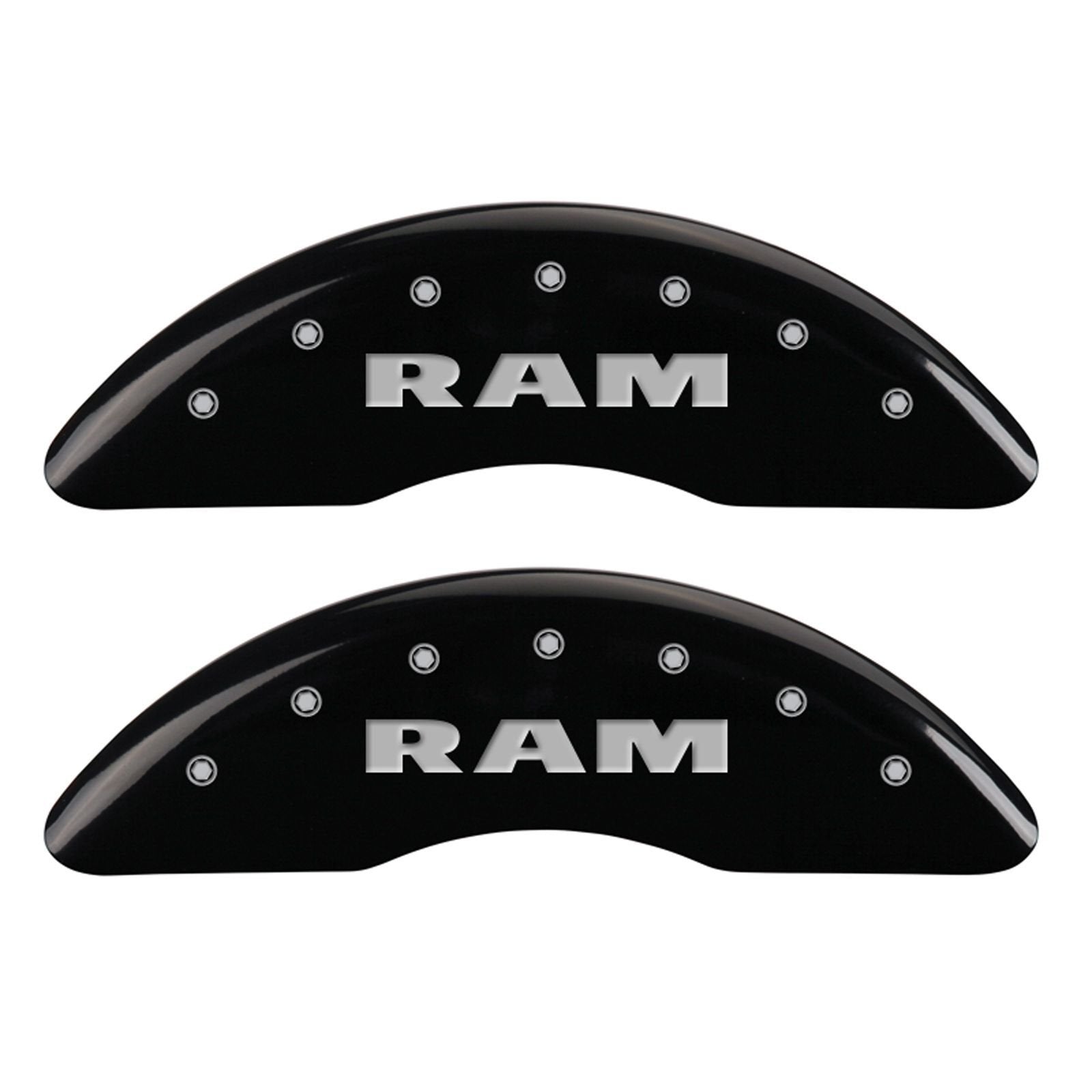 Caliper Covers MGP Compatible with 2011-2018 RAM 2500 & 3500 (Requires 18"+ Wheels) Powder-Coated Finish, 4 PCS Front and Rear (Black - RAM Engraving)