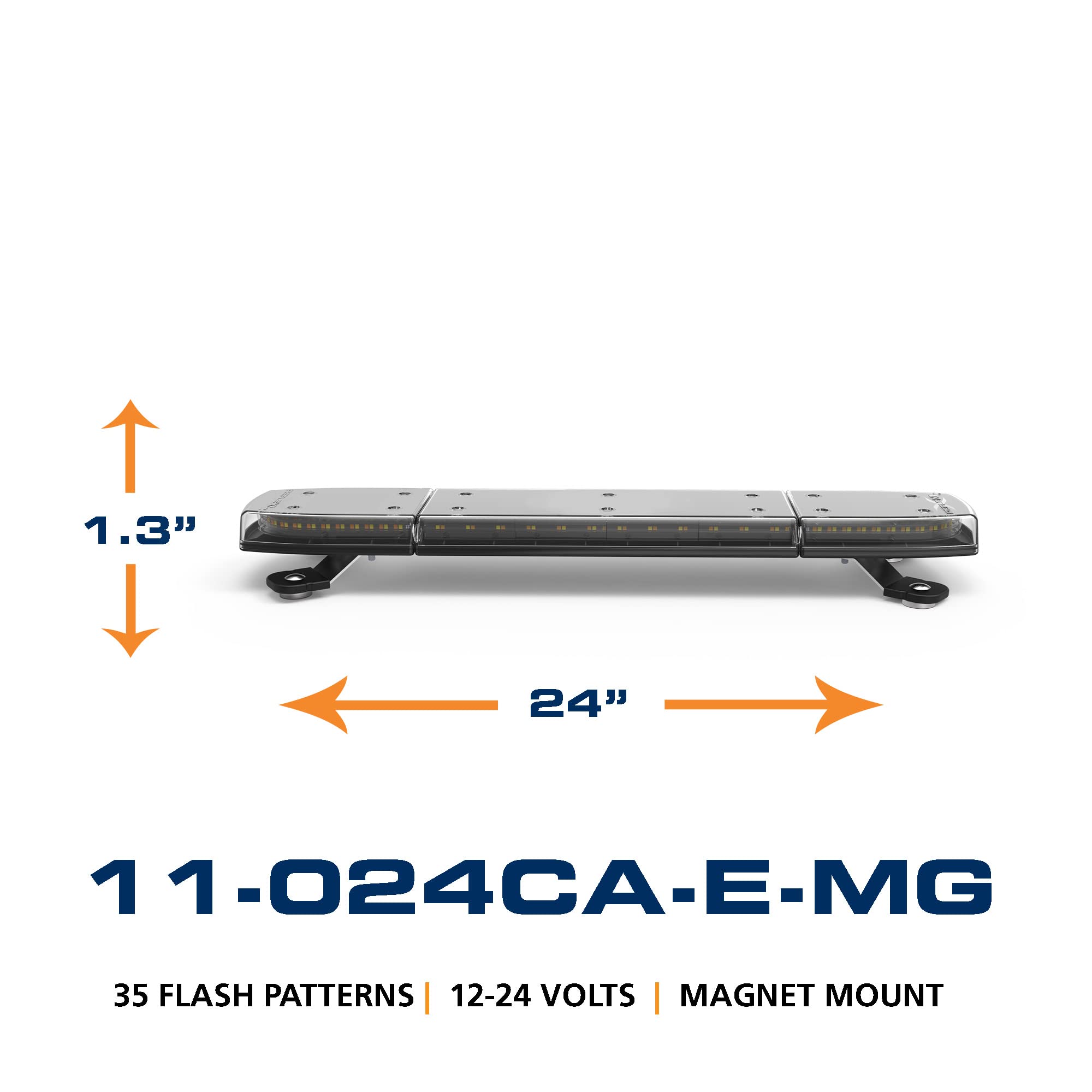 ECCO 24 Inch LED Light Bar Single Row Flood Beam Amber Magnet Mount 79W Off Road Lights for Trucks Commercial Vehicles, 5 Year Warranty