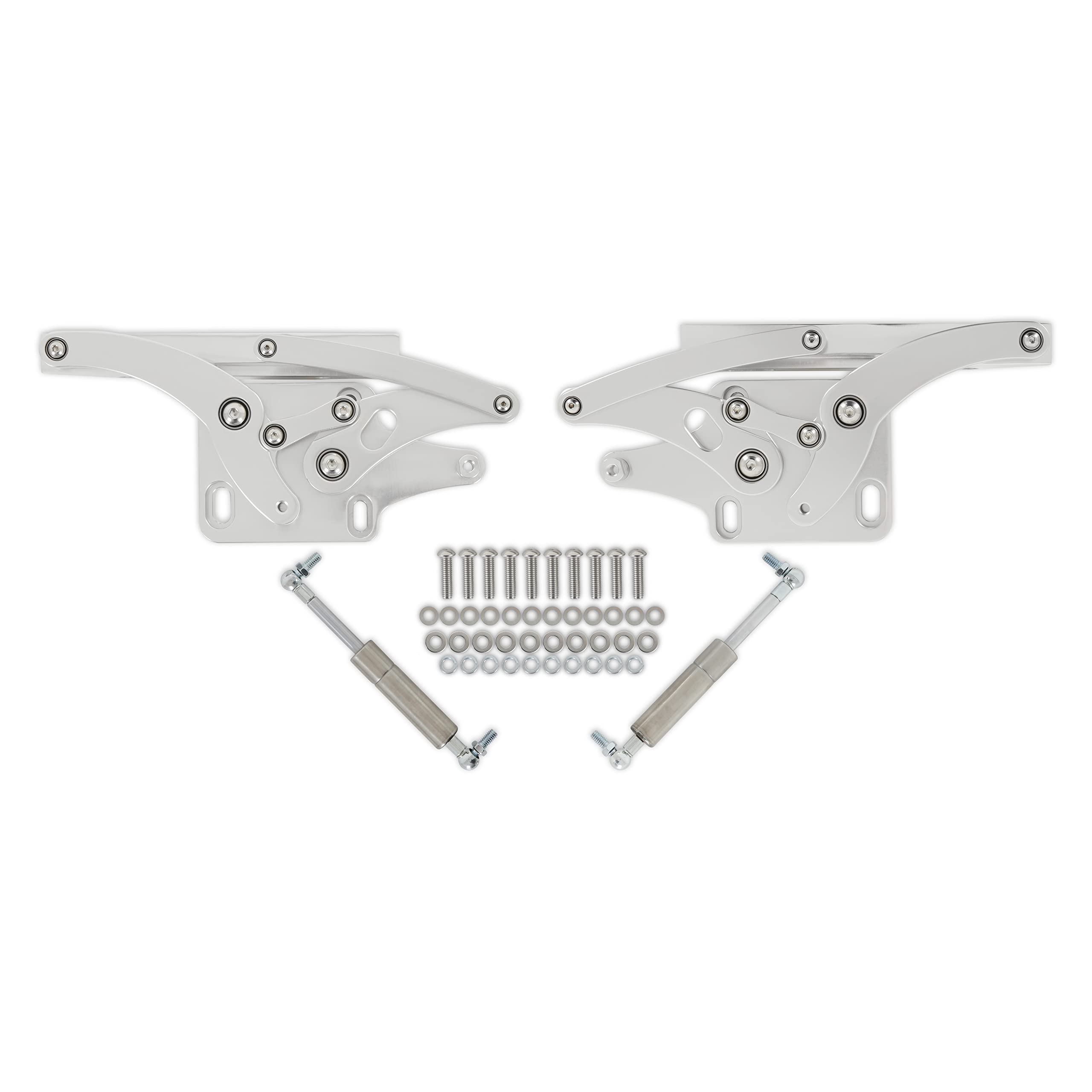 Billet Aluminum Hood Hinges Scott Drake C7ZZ-16796-7-P - Polished - Pair