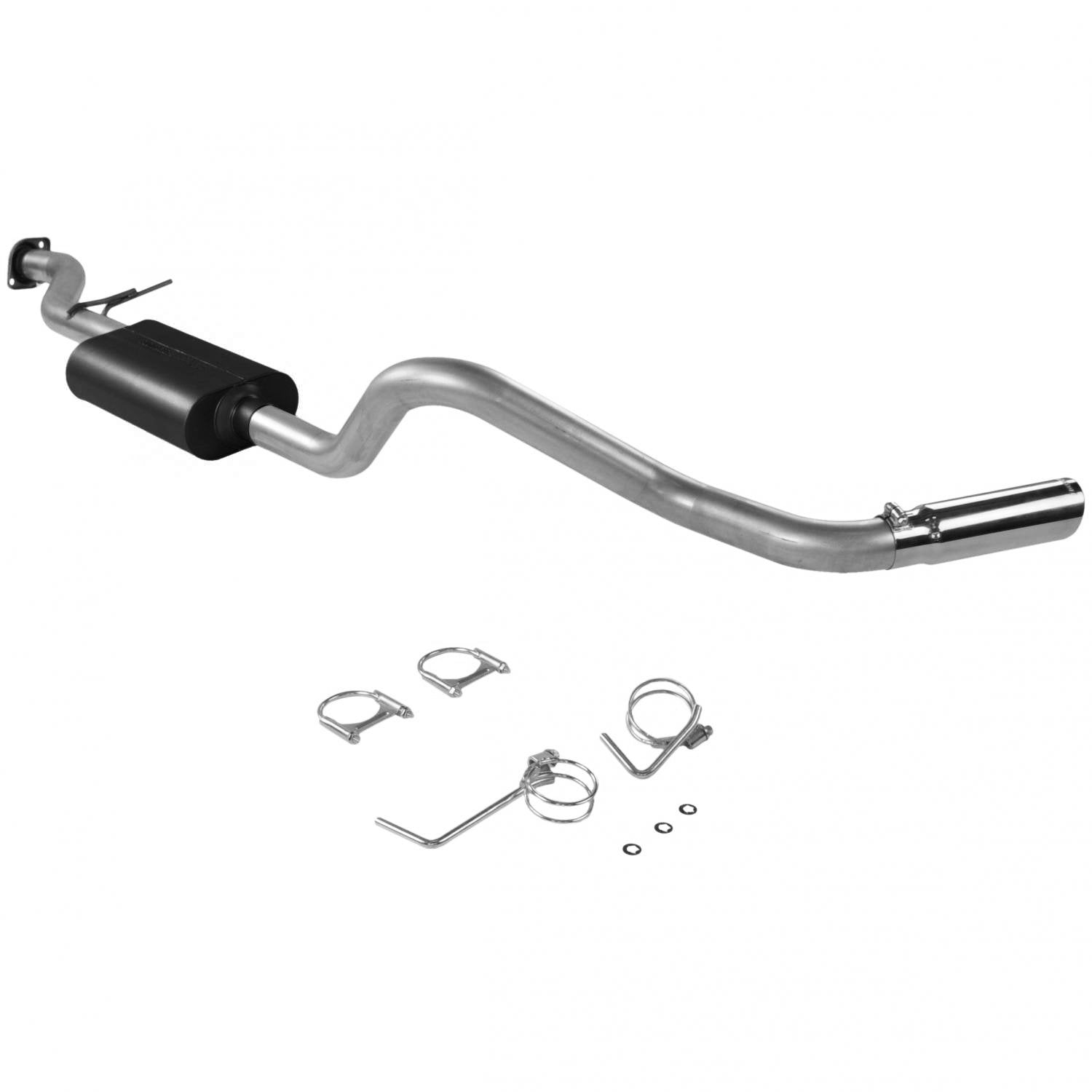 Force II Flowmaster 17360 Cat-Back Exhaust Kit 3 Inch Aluminized Steel 3.5 Inch Polished Stainless Tip Compatible with 1999-2007 Classic Body Chevy GMC 1500 4.3L 4.8L 5.3L 2/4WD Standard Cab Short Bed