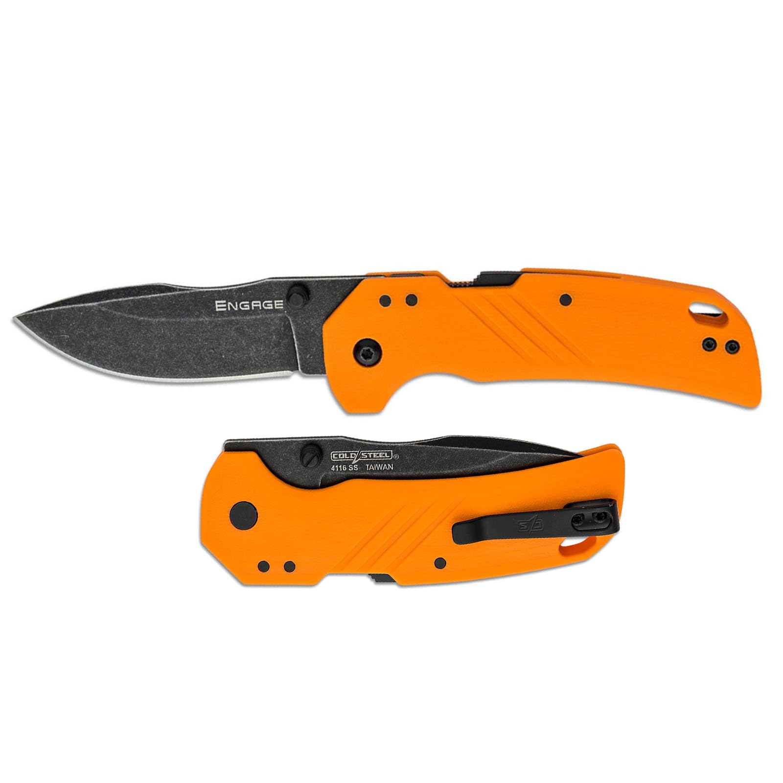 3" COLD STEEL Engage 4116SS Razor-Sharp Clip Point Blade 4.25" GFN Handle Everyday Carry Tactical Folding Knife with Atlas Lock