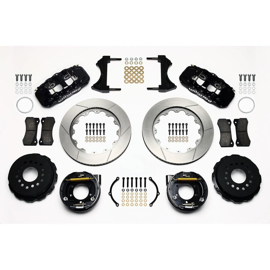 14.00" AERO4 Rear P-Brake Kit, Drill, Red