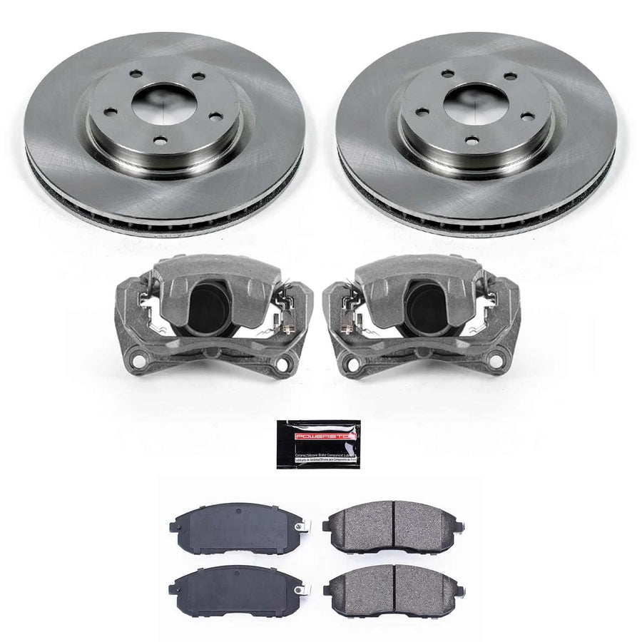 Power Stop KCOE5217A Replacement Autospeciality Front Caliper Kit- OE Rotors, Ceramic Brake Pads, Calipers For Nissan Sentra 2007-2012 [Model Specific]