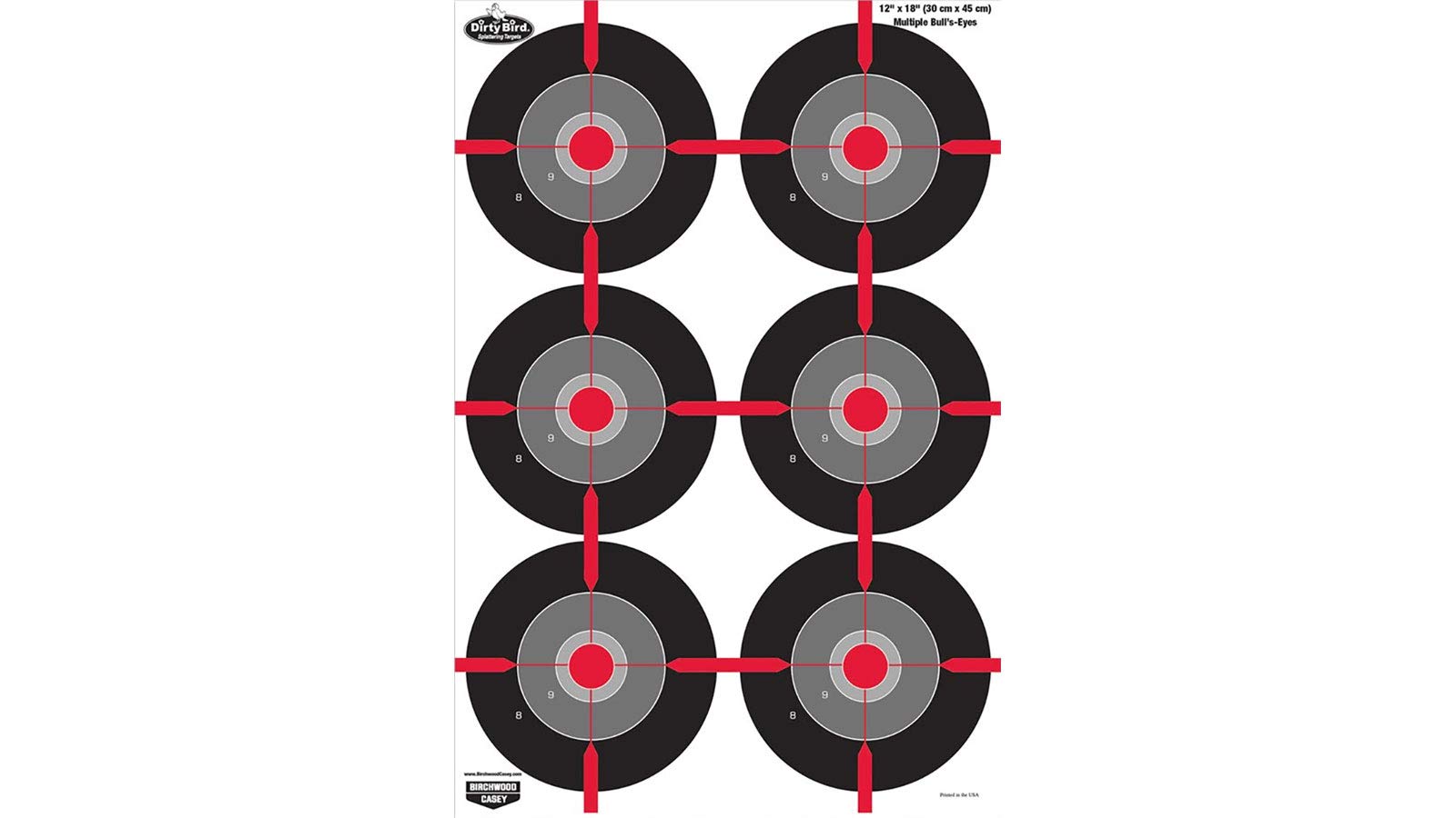 Dirty Bird Birchwood Casey 12" x 18" Multiple Bull's-Eye Target - 100 Sheet Pack, multi, One Size