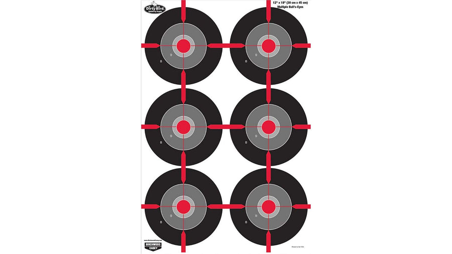 Dirty Bird Birchwood Casey 12" x 18" Multiple Bull's-Eye Target - 100 Sheet Pack, multi, One Size