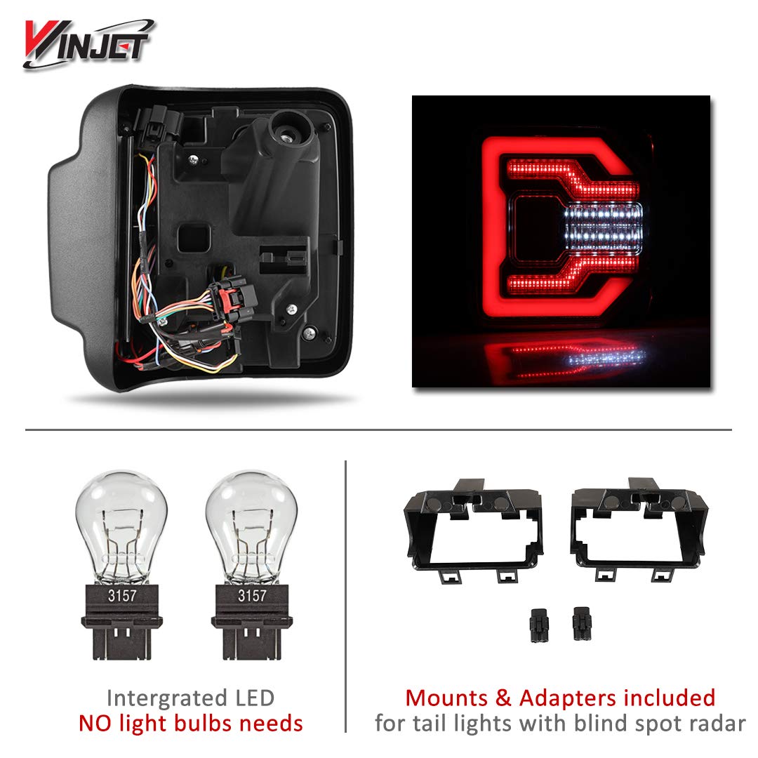Taillights Winjet Compatible with Jeep [2018-2025 Jeep Wrangler JL] & [2021-2025 Jeep Wrangler 4XE Plugin] LED Sequential Tail Lights (Clear)