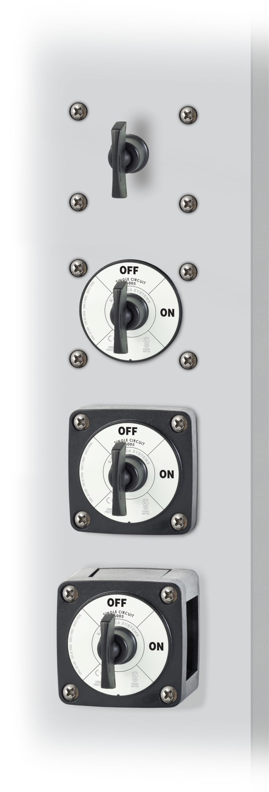 Battery Isolator Switch Blue Sea Systems 6005200 m-Series ON/OFF with Locking Key, Black