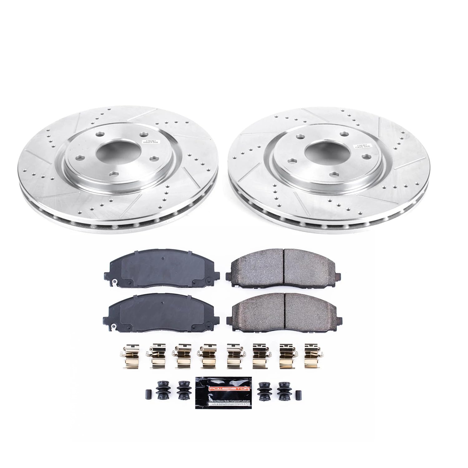 Power Stop K5959 Brake Kit with Drilled and Slotted Brake Rotors Front Z23 Carbon Fiber Pads For Chrysler Pacifica Town & Country | Dodge Grand Caravan Journey | VW Routan