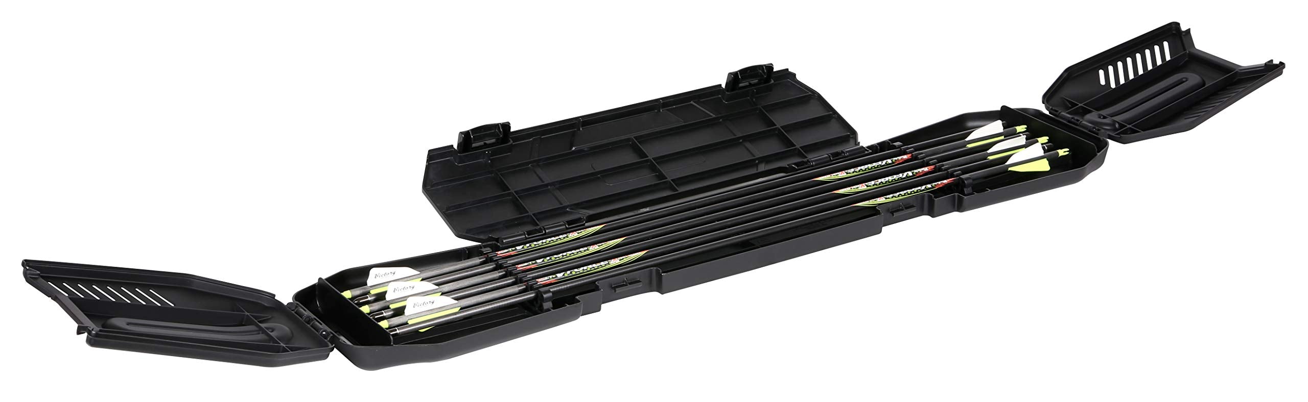 Bow Max Plano Arrow Case, Black, Archery Storage, Holds 6 Arrows Up To 32.75 in. Long, Internal Storage for Arrowheads, Fletchings and More, Resists Crushing and Scratches