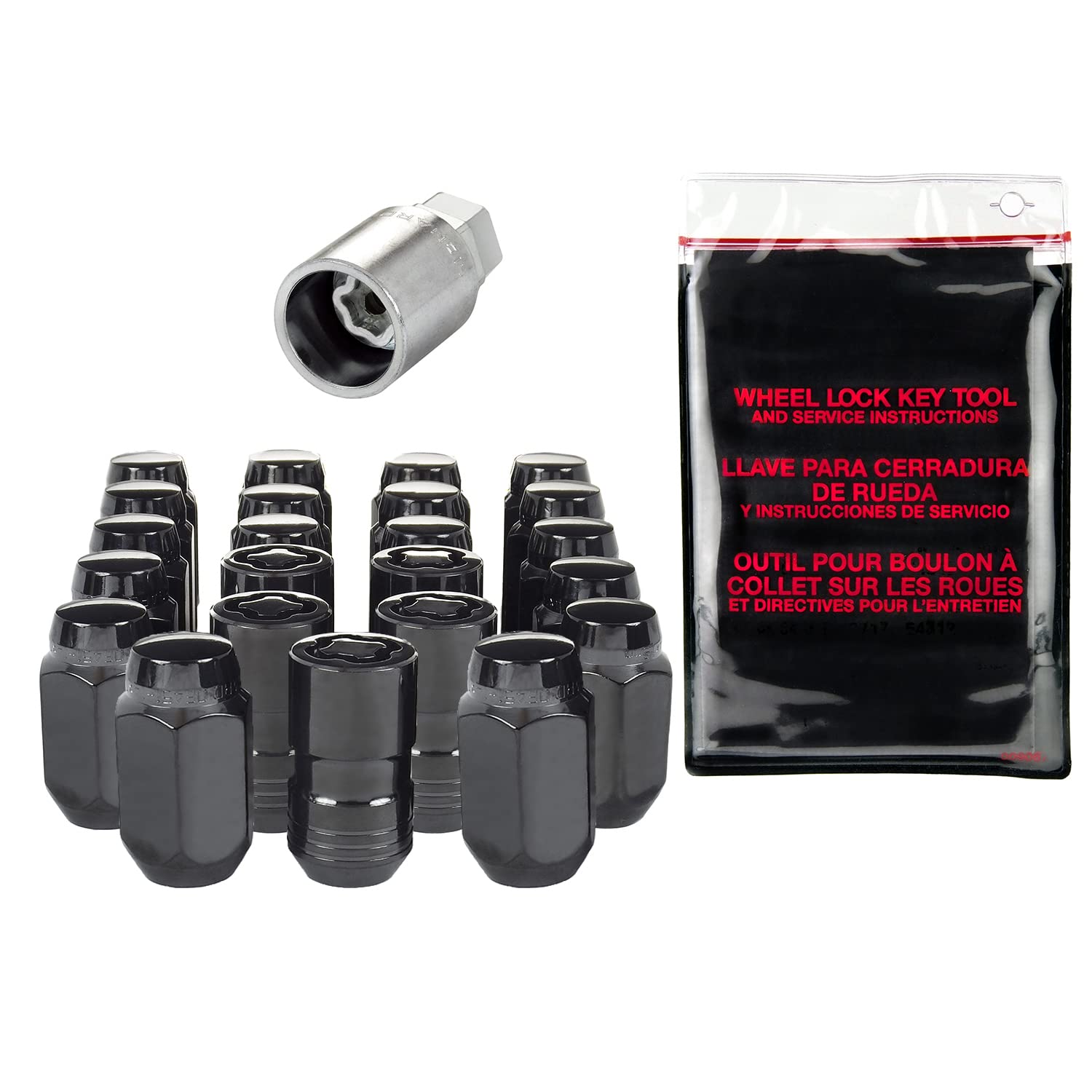 Black Hex McGard Wheel Installation Kit (M14-1.5 Thread Size) Chrome