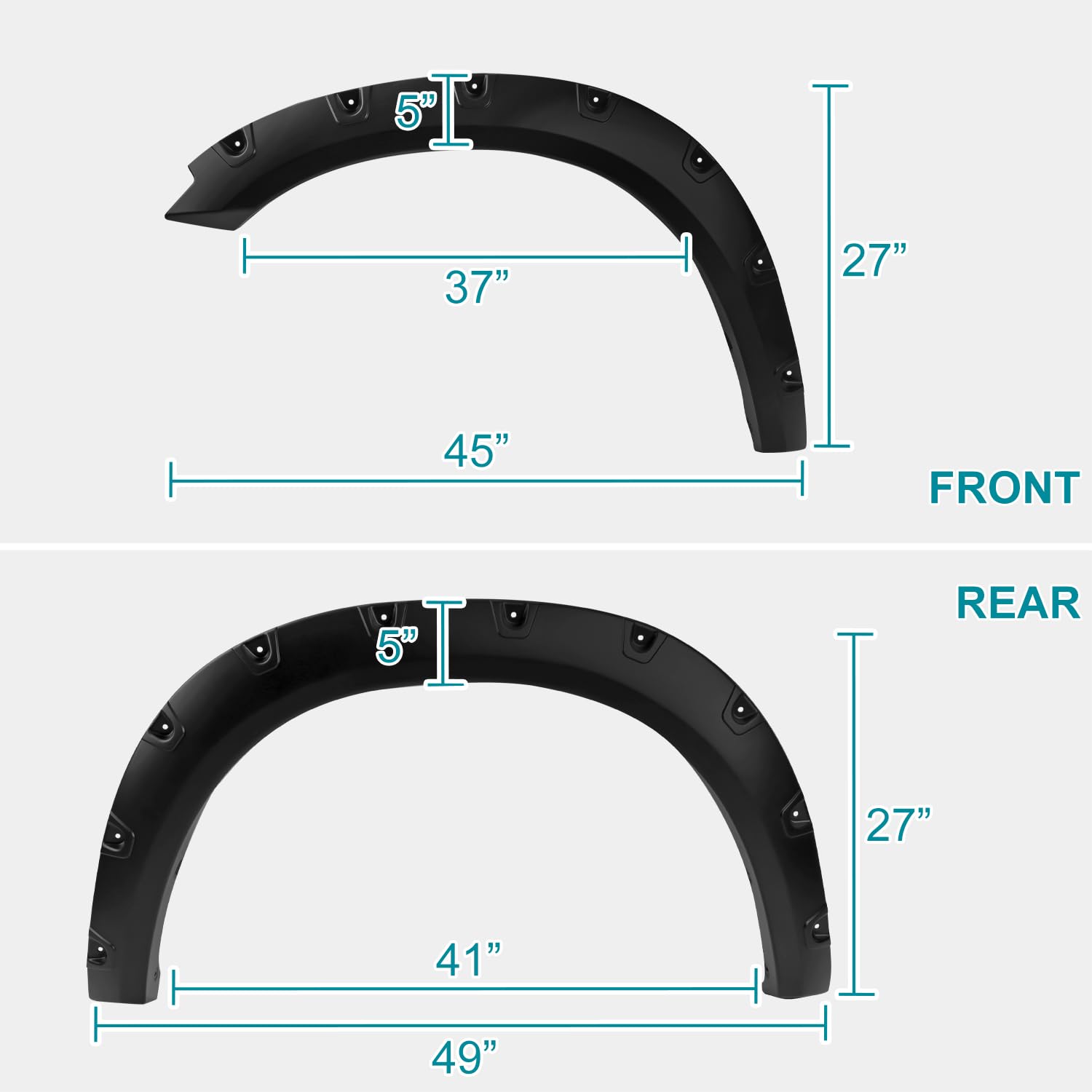Spec-D Tuning Black Pocket Style 4PC Front + Rear Rivet Bolt On Fender Flares Compatible with 2009-2018 Dodge Ram 1500